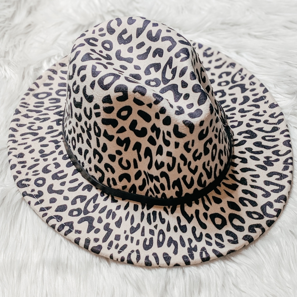 Cream Leopard Panama Hat